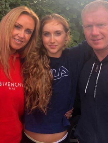 Claire Froggatt with her daughter Alicia Scholes and husband Paul Scholes